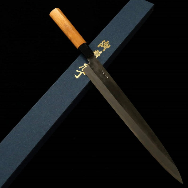三輪 MIWA 柳刃 白紙一号 黒打ち 欅柄 (270mm)
