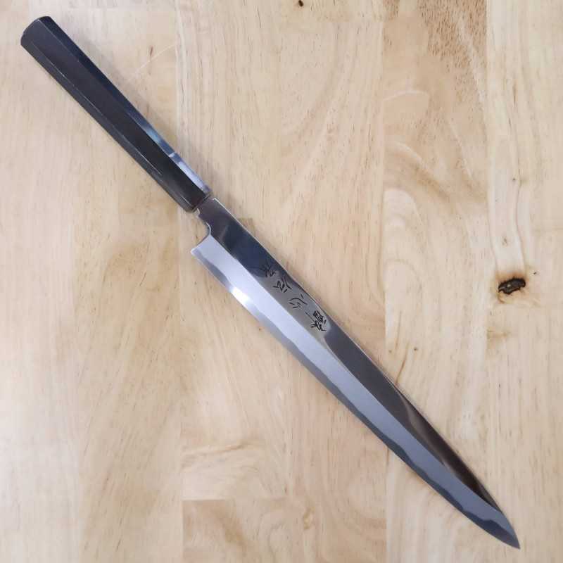 SUISIN Suisin Denshou yanagiba acero blanco nº1 espejo plano mango octogonal de ébano (270/300 mm)