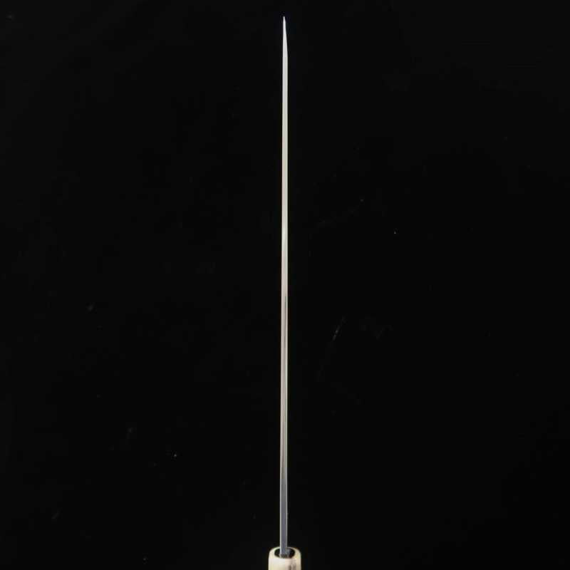Yanagiba Mizu Honyaki SUISIN Shirogami No. 2 acabamento espelhado cabo octogonal em ébano Ikeda (300mm)