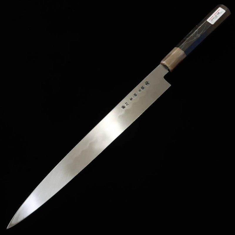 Yanagiba SUISIN Honyaki Miwa Ikeda Aogami No. 2 Ebony Handle with Magnolia Sheath (300mm)