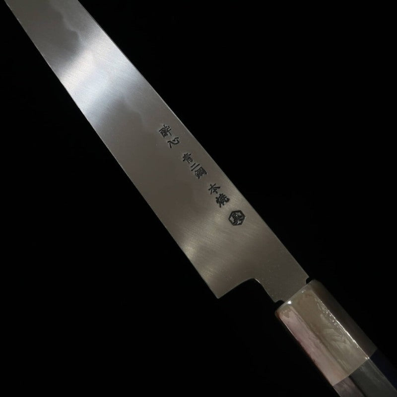 Yanagiba SUISIN Honyaki Miwa Ikeda Aogami No. 2 Ebony Handle with Magnolia Sheath (300mm)