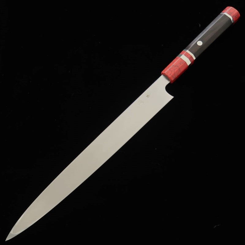 Yanagiba TADOKORO HAMONO Makoto Mirror Finish Ginsan Steel Ebony Handle (300mm)