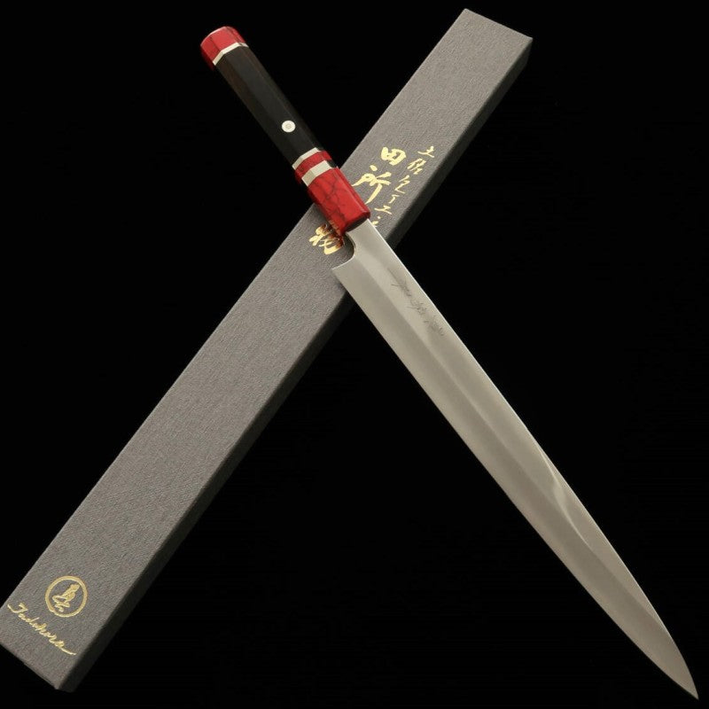 TADOKORO HAMONO Tadokoro Hamono Makoto Mirror acabado Gin-san Yanagiba mango de ébano (300 mm)