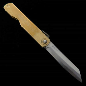 Japanese Folding knife HIGONOKAMI Blue Steel Brass Handle Genbu (72/90mm)