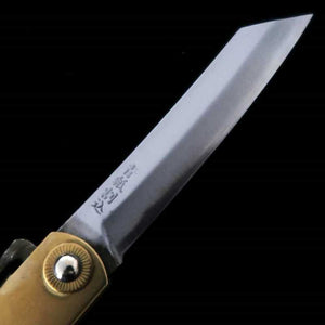 Japanese Folding knife HIGONOKAMI Blue Steel Brass Handle Phoenix (72/90mm)