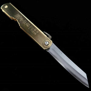 Japanese Folding knife HIGONOKAMI Aogami Brass Handle Kirin (72/90mm)