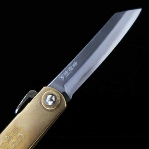 Japanese Folding knife HIGONOKAMI Aogami Brass Handle Kirin (72/90mm)