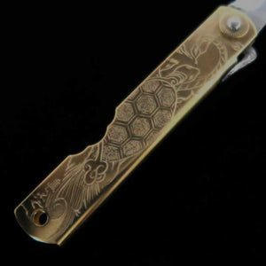 Japanese Folding knife HIGONOKAMI Blue Steel Brass Handle Genbu (72/90mm)