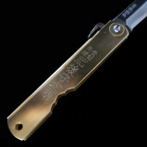 Japanese Folding knife HIGONOKAMI Aogami Brass Handle Kirin (72/90mm)