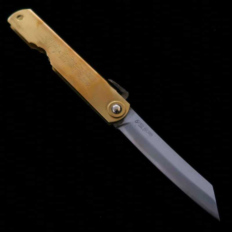 Japanese Folding knife HIGONOKAMI Blue Steel Brass Handle Phoenix (72/90mm)