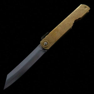 Nagaokanekoma HIGONOKAMI 【Série des Quatre Divinités】Higonokami Acier bleu sandwich Manche en laiton Seiryu (72/90mm)