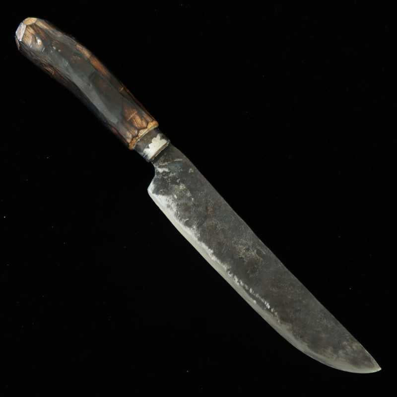 Kaniman Atelier de forge Couteau Shima (lame fine double biseau) Acier Blanc n°2 Manche en bois noir brûlé (200mm)