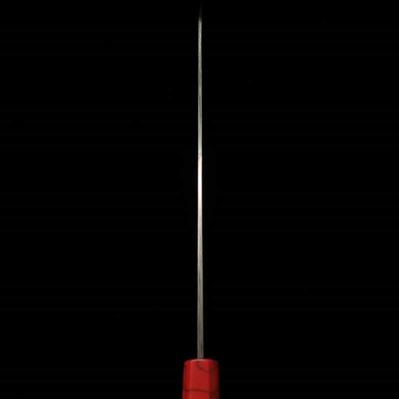 Kisuke KISUKE [Enn] Manaka Hamono Sujihiki Aogami n°1 Finition noire martelée Damas Kasumi custom manche rouge (270 mm)
