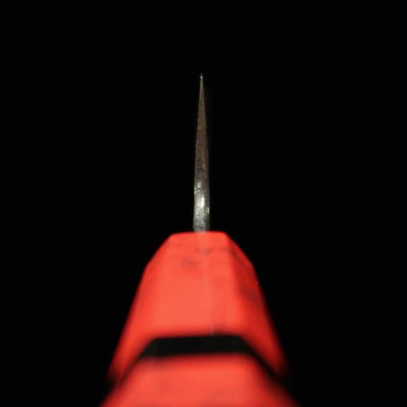 Kisuke KISUKE [Enn] Manaka Hamono Sujihiki Aogami n°1 Finition noire martelée Damas Kasumi custom manche rouge (270 mm)