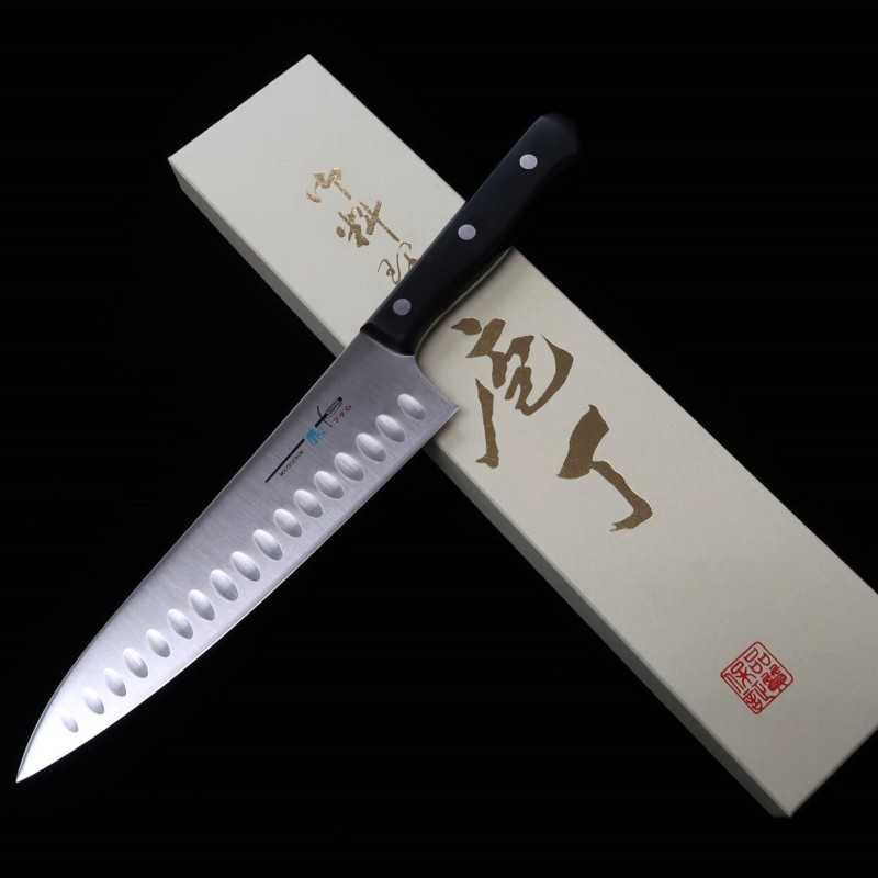 MADAM, Gyuto pour saumon, Molybdène, finition alvéolée (200 mm)