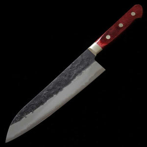 Santoku MIURA Aogami Super Lâmina Preta Textura Pera Cabo Vermelho (180mm)