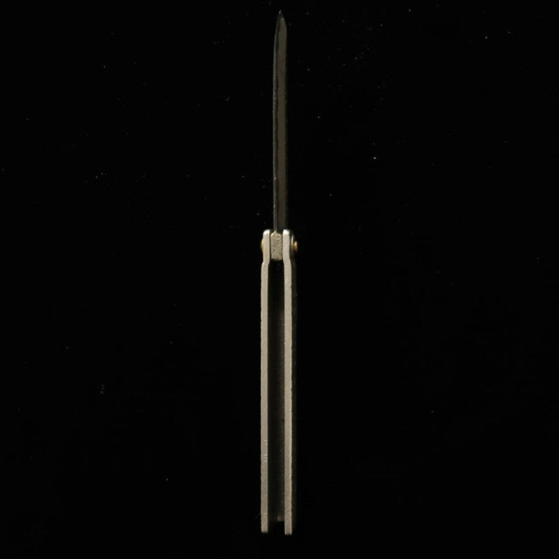 Tomita Fabrication Petit couteau Higo Fer ultra-doux forgé Lame à motif martelé en acier blanc avec boîte en paulownia et pochette de rangement (75mm)
