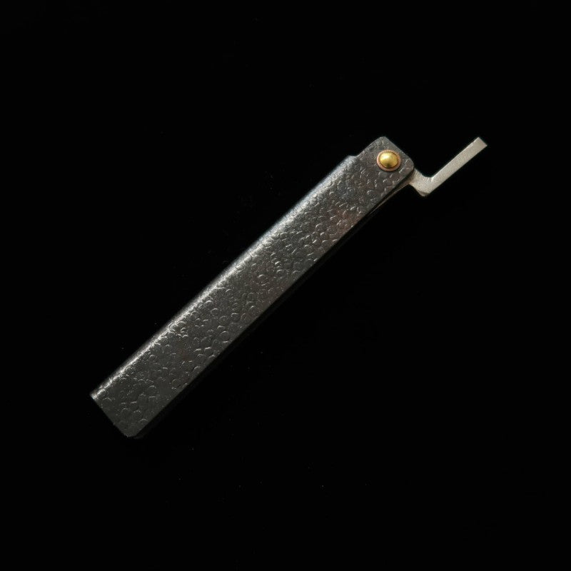 TOMITA Higonokogatana fer doux forgé, grande lame type sabre martelé, finition noire, avec boîte en paulownia et pochette de rangement (95 mm)