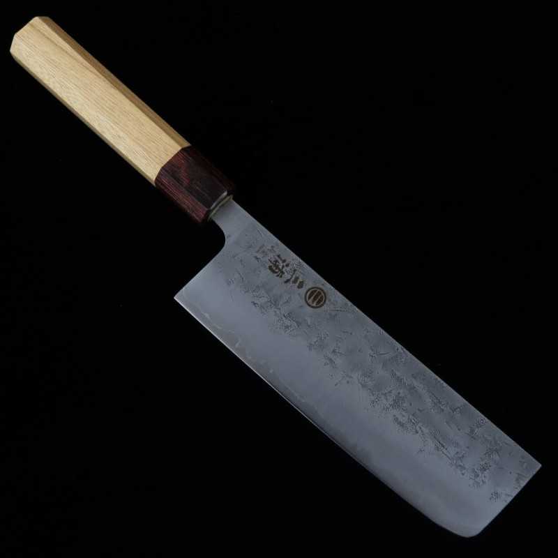 Nakiri MIURA Stainless Steel SLD Satin Nashi Texture with Keyaki Octagonal Handle (165mm)
