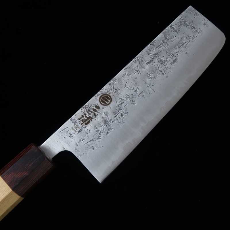 Nakiri MIURA Stainless Steel SLD Satin Nashi Texture with Keyaki Octagonal Handle (165mm)