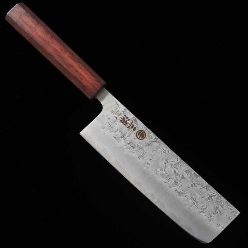 MIURA Acier inoxydable SLD finition satinée, couteau Nakiri, manche octogonal en chêne pourpre (165 mm)