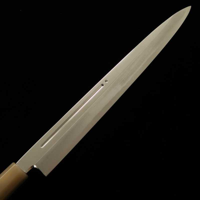 MIURA, Yanagiba, Gin-san n°3, Rainure pour l'écoulement du sang, manche en bubinga, fourreau en magnolia (300 mm)