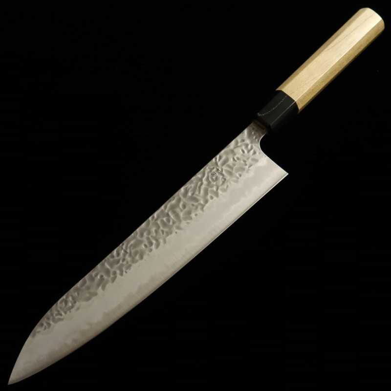 MIURA Gyuto Shirogami No. 1 Hammered Magnolia Handle (240mm)