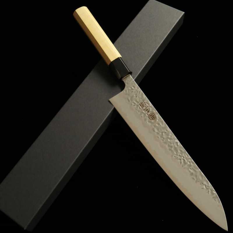 MIURA Gyuto Shirogami No. 1 Hammered Magnolia Handle (240mm)