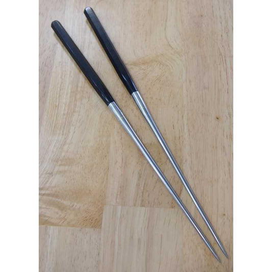 Pauzinhos para servir Moribashi Honyaki, madeira compensada preta, cabo hexagonal (290/320 mm)