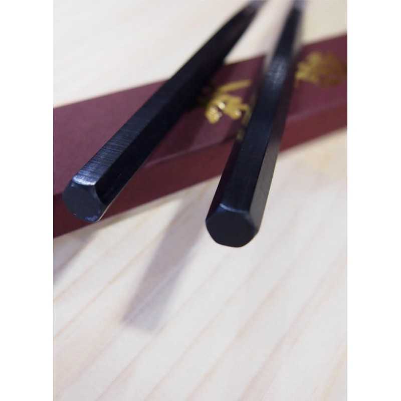 Moribashi palillos de emplatado, forja completa, mango hexagonal de laminado negro (290/320 mm)