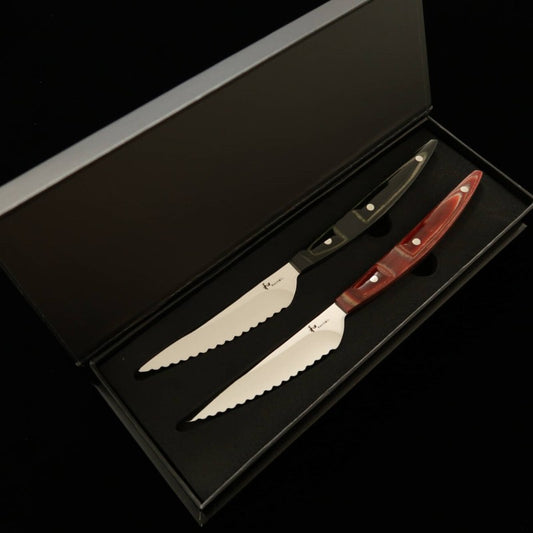 Nagomi NAGOMI couteau à steak, manche spécial renforcé (noir & rouge) 80 mm