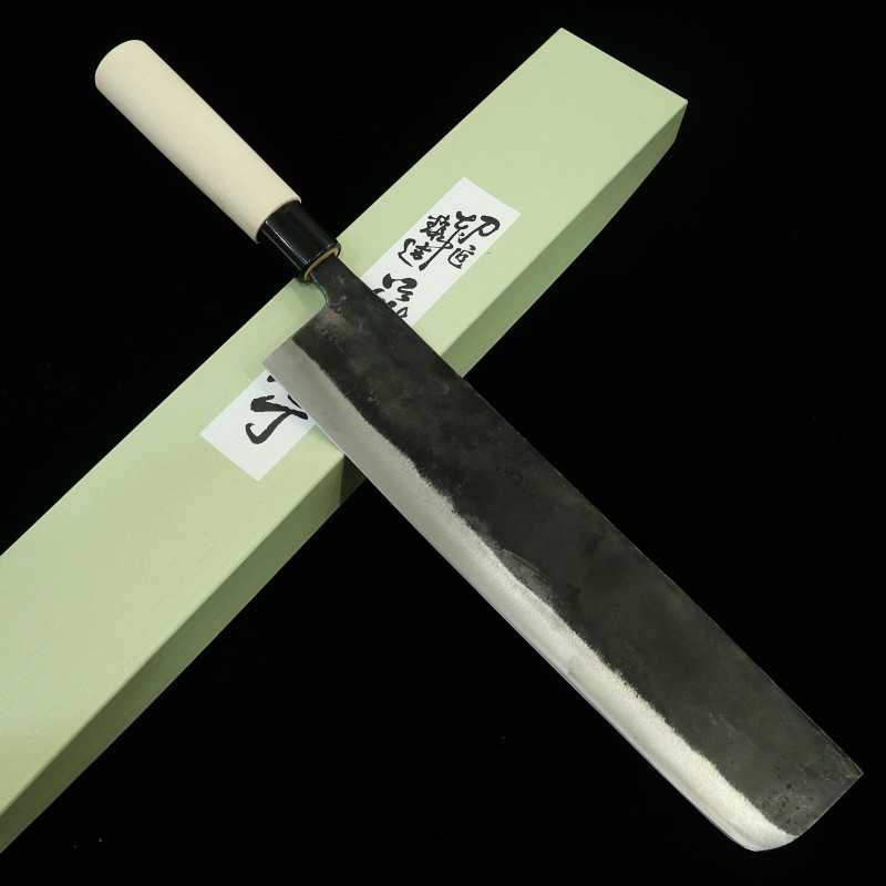 Cuchillo forjado para puerro, acabado kurouchi, afilado estilo Hama, SK-5 (300 mm)