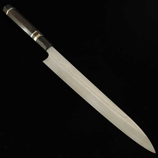 二唐刃物鍛造所 NIGARA 白鋼一号本焼 柳刃  銀巻黒檀柄 (300mm)
