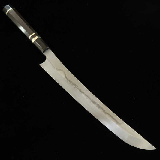 二唐刃物鍛造所 NIGARA 白紙一号 本焼 先丸柳刃 銀巻黒檀柄  (300mm)