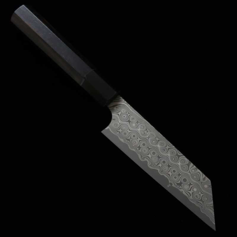 二唐刃物鍛造所 NIGARA SG2 暗紋切付パーリングナイフ 黒水牛黒檀柄 (120mm)