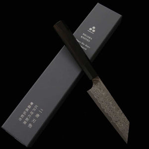 Nigara Hamono NIGARA SG2 Paring Knife Kiritsuke motif sombre, manche en ébène et corne de buffle noire (120 mm)