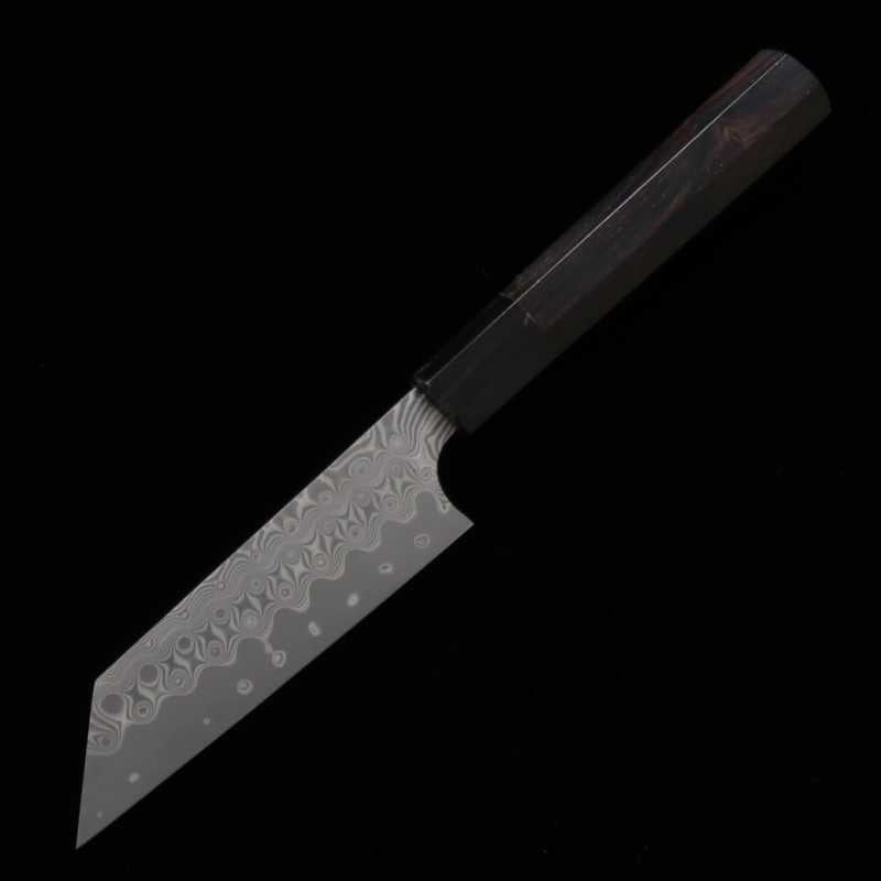Nigara Hamono NIGARA SG2 Paring Knife Kiritsuke motif sombre, manche en ébène et corne de buffle noire (120 mm)