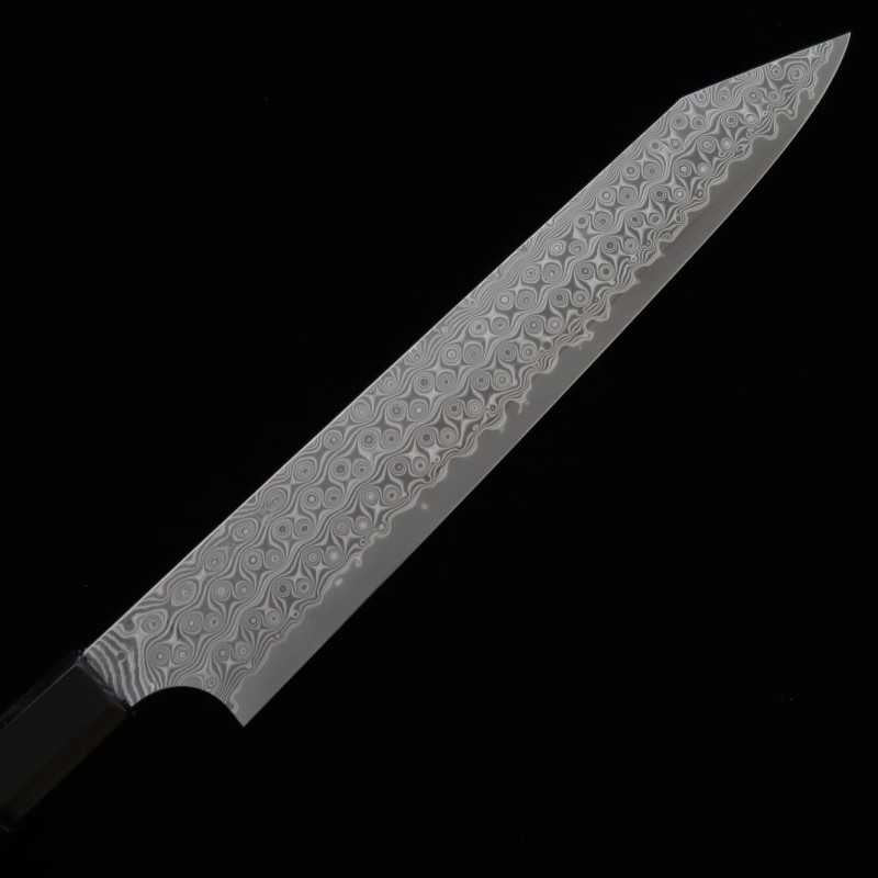 NIGARA SG2 Kuro-mon Kiritsuke Sujihiki manche ébène et buffle noir (255 mm)