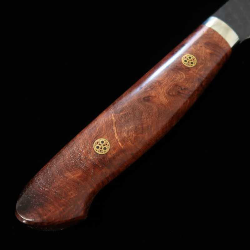 NIGARA SG2 Finition noire martelée Kiritsuke-Sujihiki Manche en bois de ronce de bouleau sur mesure (255 mm)