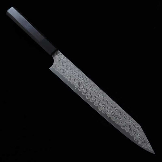 二唐刃物鍛造所 NIGARA SG2 暗紋切付筋引　黒水牛黒檀柄 (255mm)
