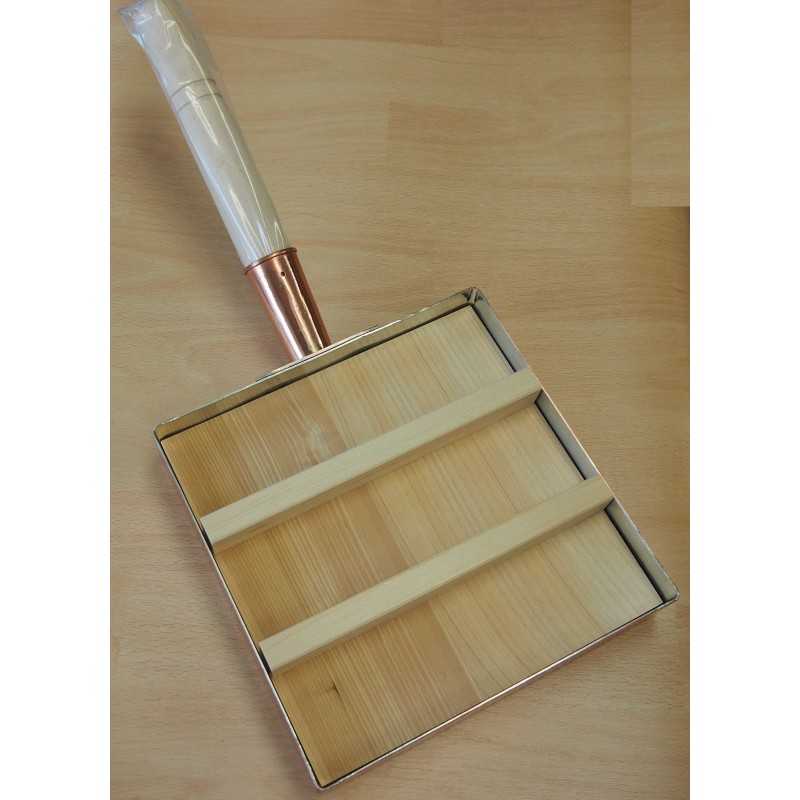 Poêle en cuivre pour omelette japonaise avec couvercle en bois (15-21cm)