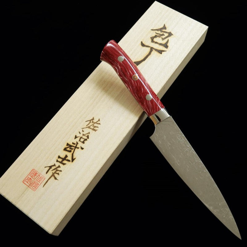 SAJI TAKESHI Petty R2 Diamond Finish Red Turquoise (130/150mm)