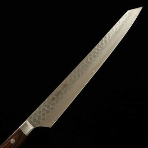 Sakai Takayuki VG-10 martillado damasco yanagiba tipo ken mango de caoba (300 mm)