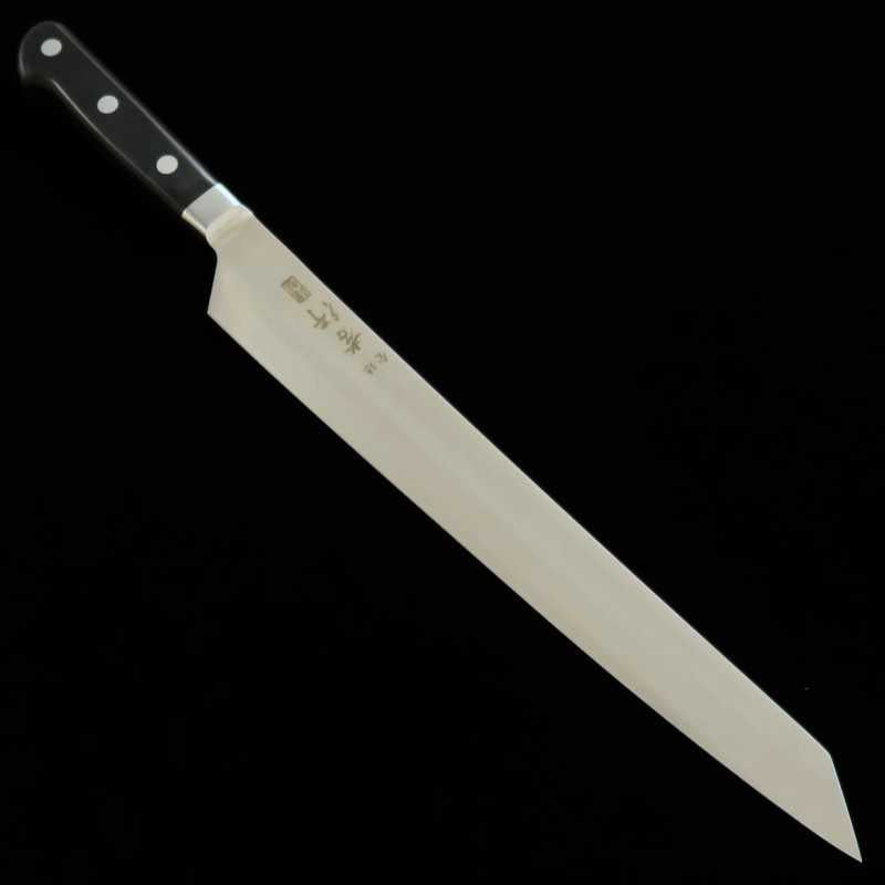 SAKAI TAKAYUKI,  Grand Chef Hien Série Acier spécial, Yanagiba Kiritsuke,  Fourreau noir Ishime (300 mm)