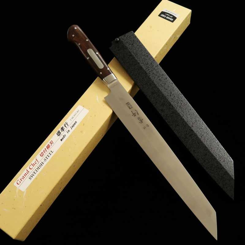 Sakai Takayuki SAKAI TAKAYUKI Grand Chef SP Series Type I Acero especial Kiritsuke Yanagiba con funda negra (260 mm)
