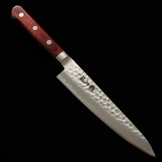 MIURA Petty Super Blue steel Hammered Red Plywood (135mm)