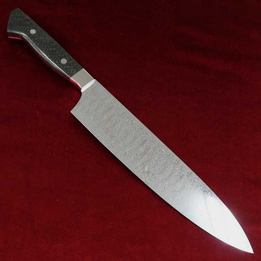 SK JAPAN 【止水】DAMAシリーズ DAMASTEEL 牛刀 フルミラー カスタムカーボンファイバーハンドル (240mm)