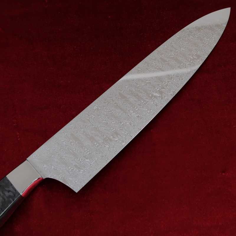 SK JAPAN 【止水】DAMAシリーズ DAMASTEEL 牛刀 フルミラー カスタムカーボンファイバーハンドル (240mm)