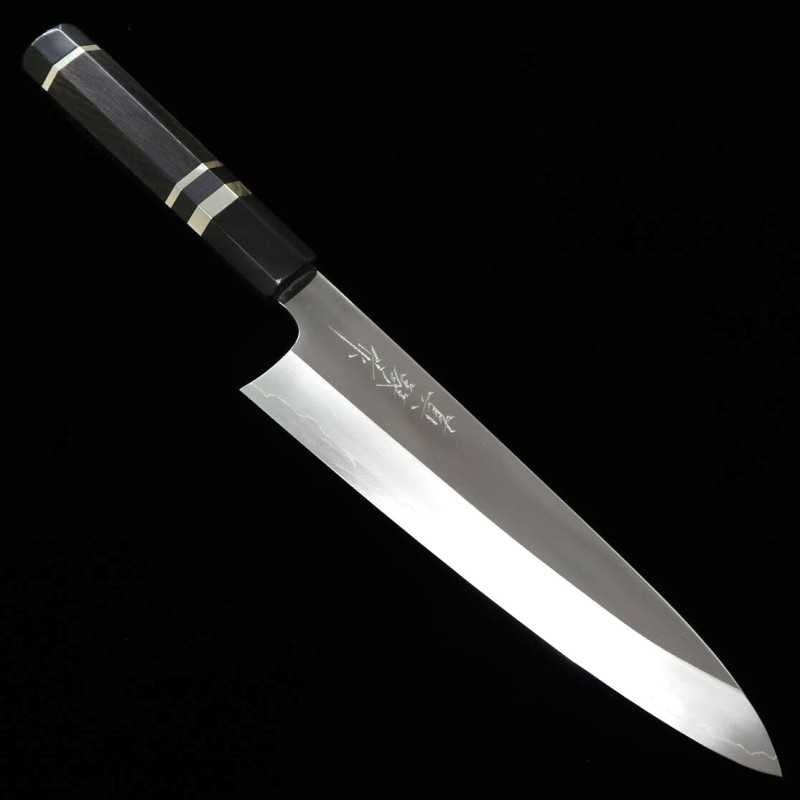 Tadokoro Hamono TADOKORO HAMONO Makoto-saku Gingami nº3 acabado espejo, gyuto, mango octogonal de ébano con anillo de plata (210 mm)