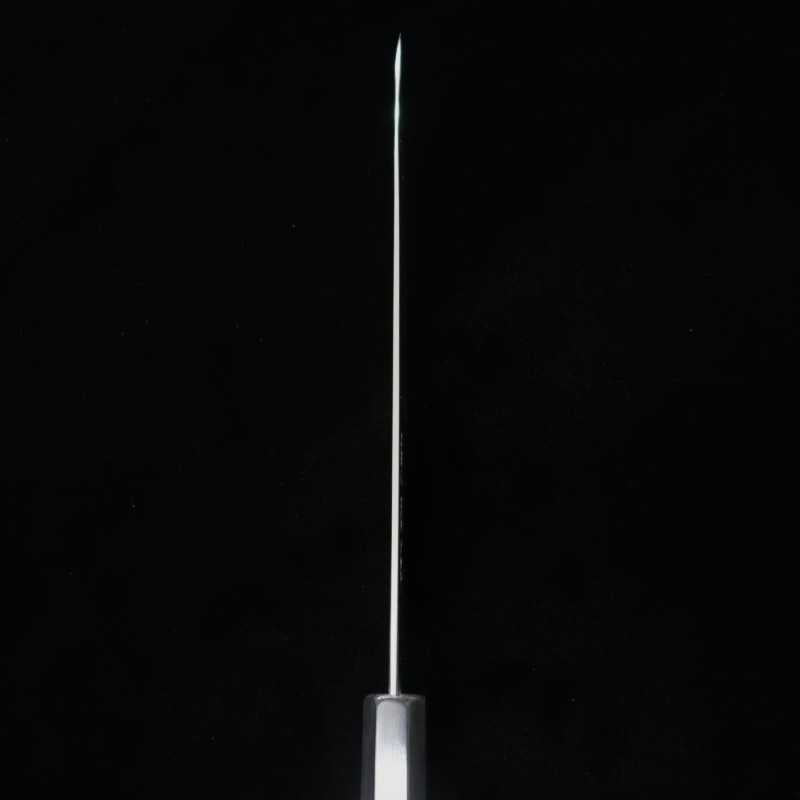 TADOKORO HAMONO Makoto Gin-3 Miroir Gyuto Manche octogonal ébène et bague argentée (210 mm)